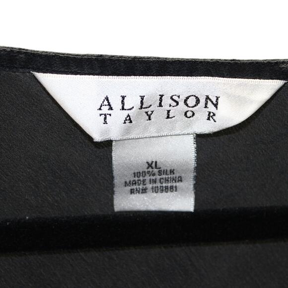 Vintage Allison Taylor 100% Silk Cowl Neck Top Black Size XL - Picture 5 of 5